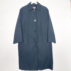 Salvatore Ferragamo Trench Coat Rain Coat Size 14 EU 48 Navy Blue Italy RARE